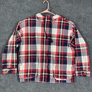 LRL Ralph Lauren Jacket Womens M P Red Plaid Y2K Full Zip‎ Hooded Windbreaker